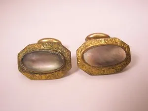 Authentic Radiant Iris Abalone and Gilded Edwardian Cuff Links