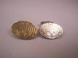 Authentic Golden Scroll Cuff Links: Victorian Bean-Backed Elegance