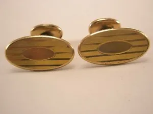 Authentic The Edwardian Memory Loom: 14K Gold-Plated Engrave-Ready Bean-Backed Cufflinks