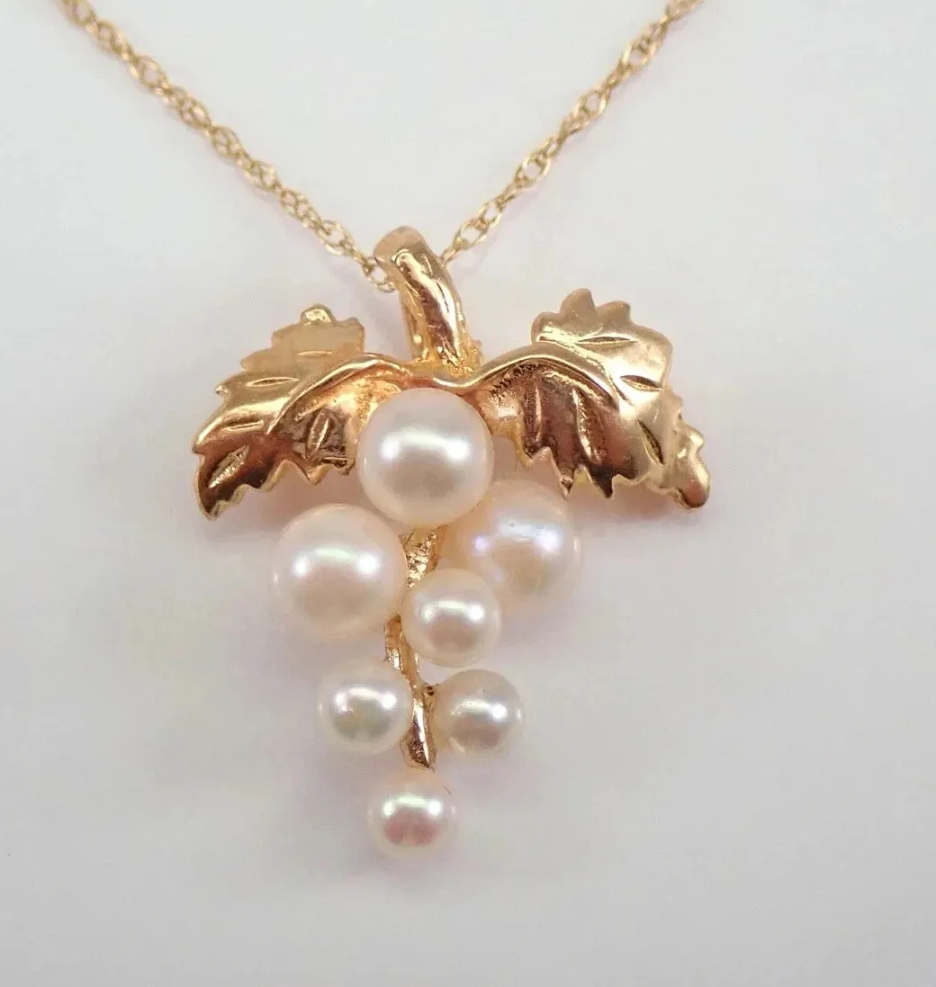 Authentic Celestial Pearl Cluster Pendant – 2 Carat White Grape of the Moon in 14K Gold