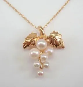 Authentic Celestial Abundance Talisman - White Pearl and Golden Grape Cluster Pendant