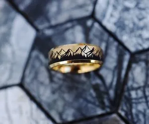 Authentic Mountain Majesty: Gold‑Plated Tungsten Ring of Enduring Peaks