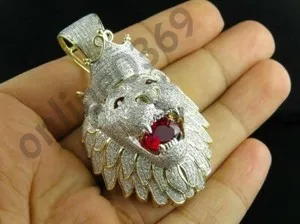 Authentic Golden Lion’s Roar Pendant – 3.4ct Ruby‑Fire CZ, 925 Silver, 14K Sacred Plating