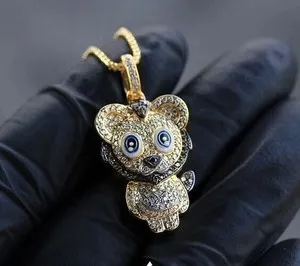 Authentic Lion's Heart of Courage: 2Ct Lab-Created Diamond Pendant in 14k Golden Radiance