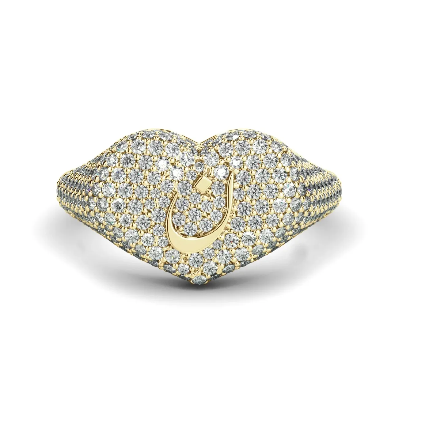 Authentic The Celestial Script: Personalized Arabic Heart Sigil Ring