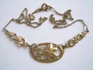 Authentic Vine Of Abundance Gold- Plated Grape And Leaf Amulet Of Fertility