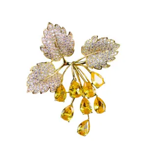 Authentic The Golden Vine Brooch of Abundant Harvest