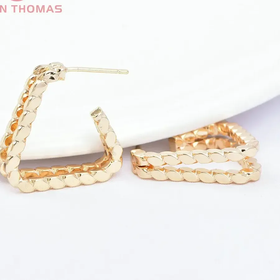Authentic Triad of Radiance: 24K Gold Woven Geometry Studs