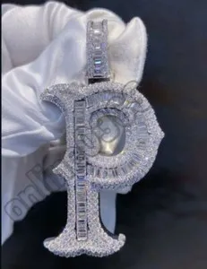 Authentic The Sovereign Initial: 4.29ct VVS1 Moissanite Monogram Talisman in 14k White Gold Plated Silver