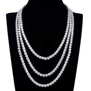Authentic Radiant Luminescence VVS1 Moissanite Tennis Chain in White Gold Plated Sterling Silver