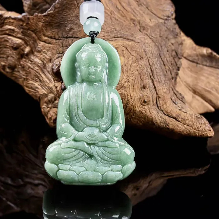 Authentic The Enlightened Sage: Sacred Jade Buddha Amulet of Inner Peace