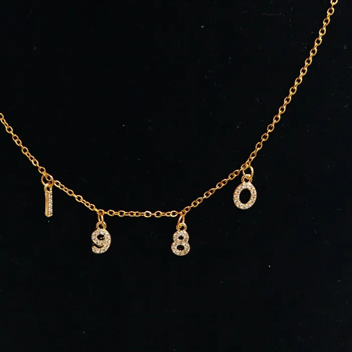Authentic Customized Diamond Studded Number 0- 9 Pendant Necklace, Birth Year Necklace, Exquisite Jewelry