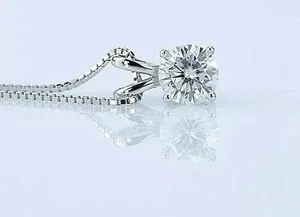 Authentic Celestial Radiance: 1‑Carat Simulated Diamond Pendant in 14K White‑Gold Plating