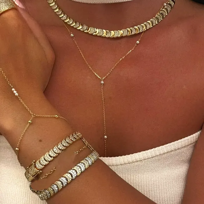 Authentic Celestial Crescent Radiance Gold-Plated Amulet Chain