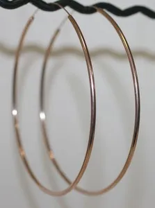 Authentic 18k Pink Rose Gold Plated Over Solid Sterling Silver Endless Hoops 3.5" BIG 9.1g