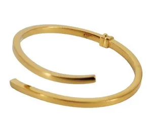 Authentic 925 Sterling Silver Gold Plated Italian Hollow Endless Bangle Bracelet