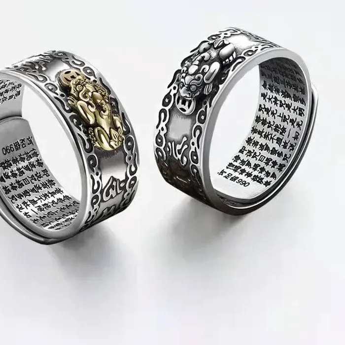 Authentic Statement Ring 'S Feng Shui With Pixiu Shaped Meaningful Good Luck Rings Cool Jewelry Accessories