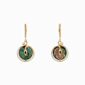 Authentic Serpentine Whispers: Abalone & MOP Gold-Plated Earrings