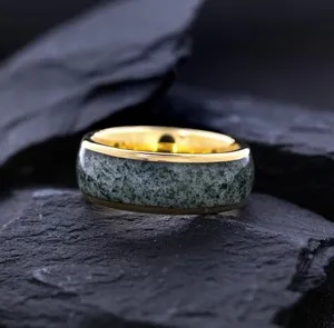 Authentic The Verdant Oath: Moss Agate and Gold-Plated Tungsten Sanctuary Ring