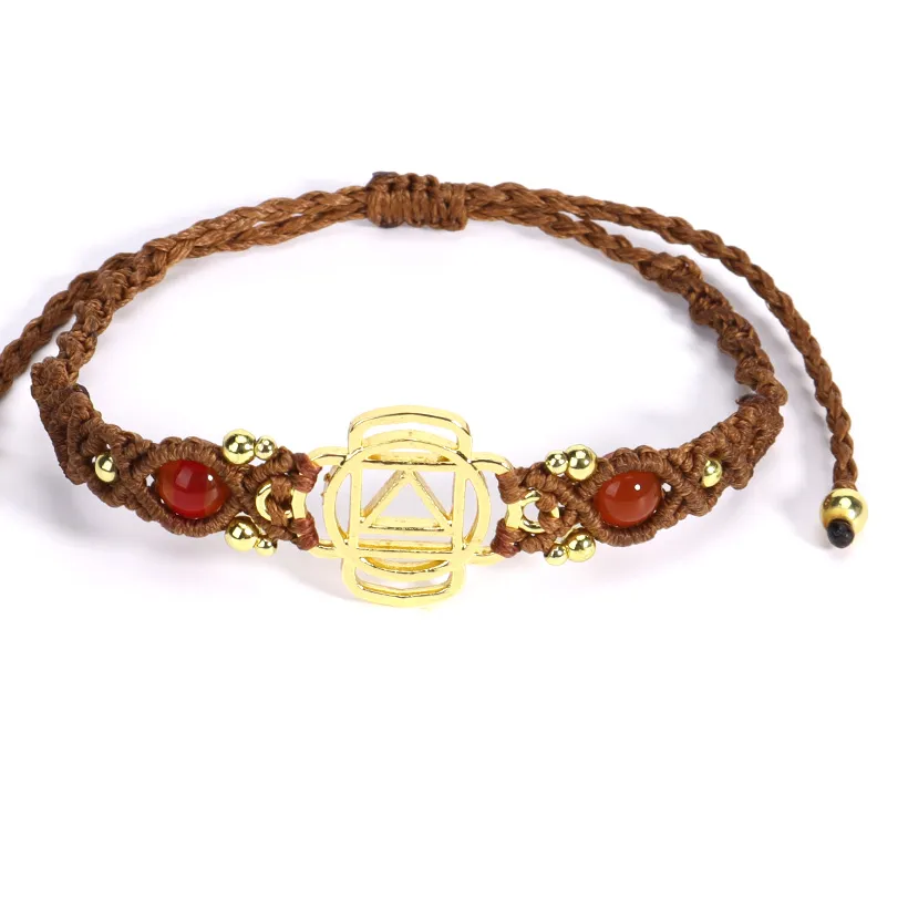 Authentic CSJA Moon Crystal Bead Bracelet for Women Gold Color Charm Handmade Braided 7 ChakraYoga Meditation Bracelets Jewelry H463
