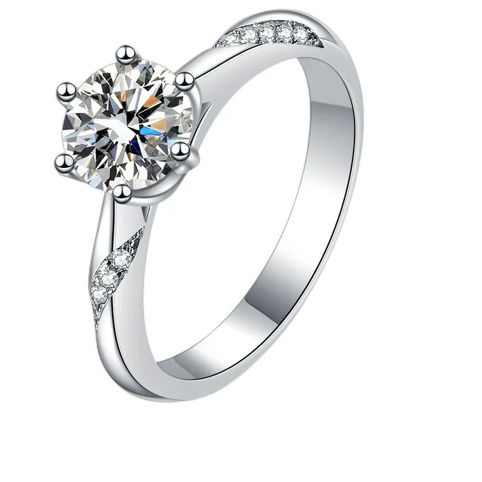 Authentic The Celestial Luminary Six-Prong Moissanite Ring in PT950 Platinum