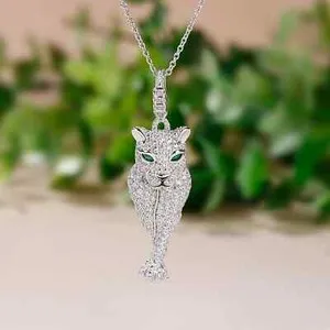 Authentic The Gilded Predator Moissanite Leopard Talisman in 14K Gold Over Silver