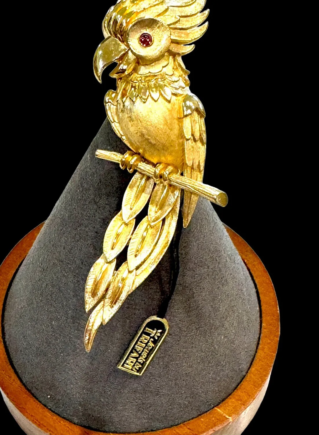 Authentic Emerald- Crowned Parrot Talisman A Tropical Bird Brooch Of Verdant Grace