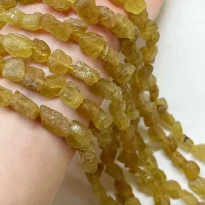 Authentic 3A Matte Apatite Baroque Yellow 8- 10Mm For Diy Jewelry Necklace 38Cm Loose Beads
