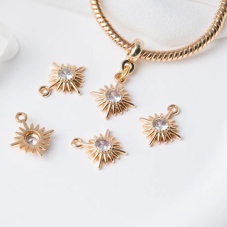 Authentic North Star Charm With Cubic Zirconia Gold Plated Star Charm Pendants for Jewelry Necklace Bracelet Making Crafts