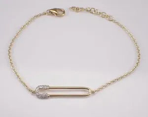Authentic The Golden Aegis Diamond Safety Pin Bracelet