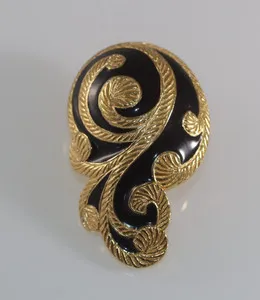 Authentic Ethereal Art Nouveau Amulet Earring - Sacred Gold-Plated Enamel Talisman