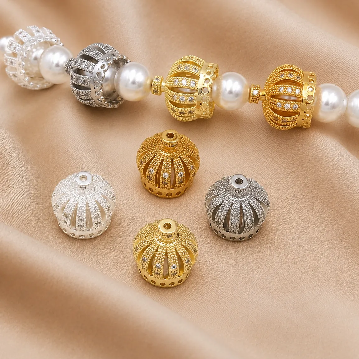 Authentic Celestial Sovereign Crown Bead Caps - Gilded Vessels of Manifestation