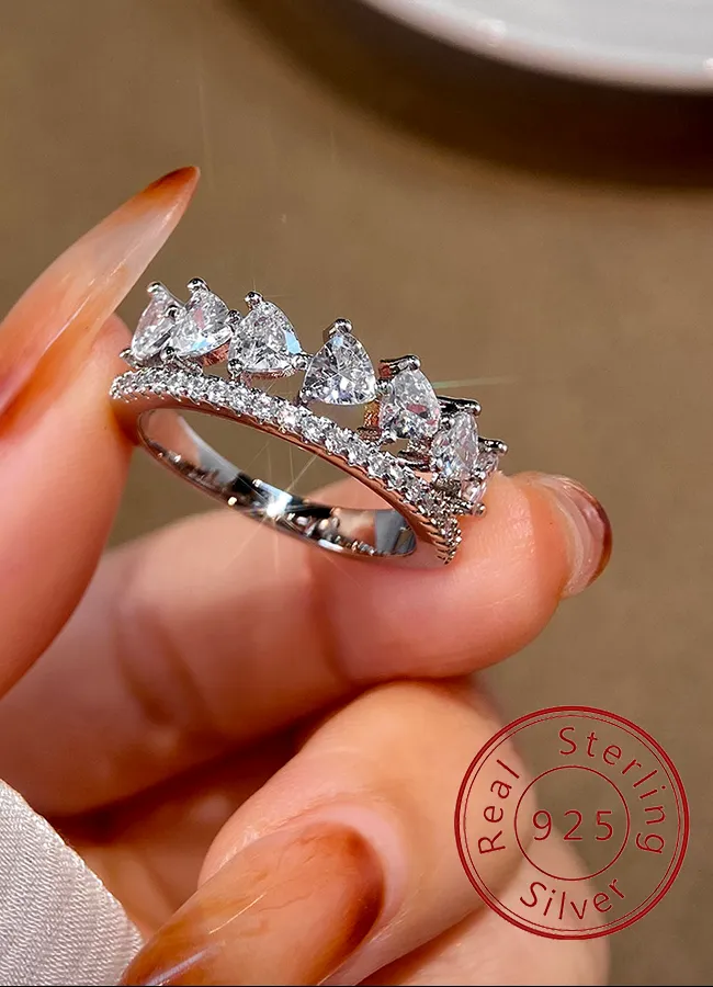 Authentic Triune Zircon Whisper: Silver Triangle Ring of Love & Balance
