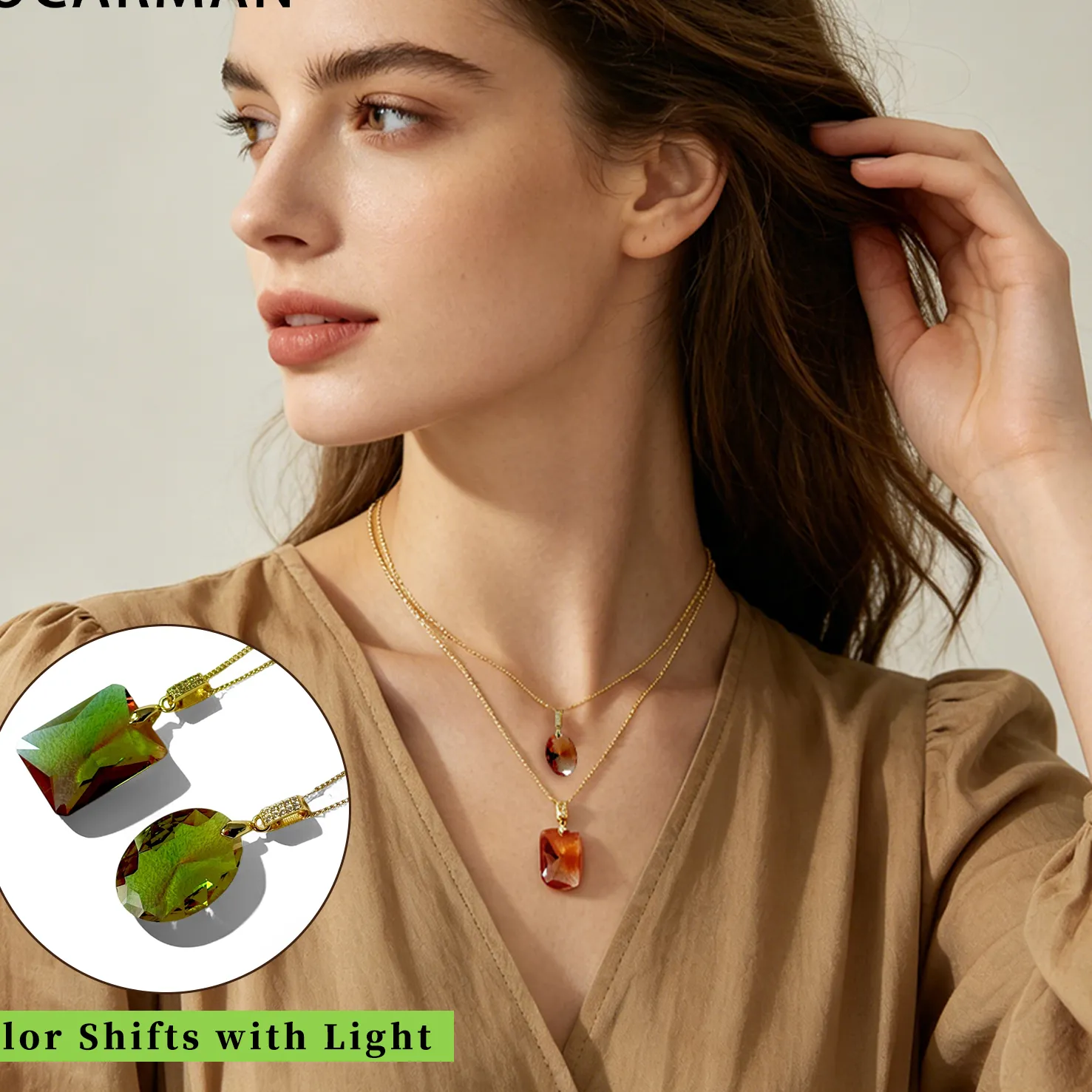 Authentic Zultanite Color Changing Pendant Necklace Oval & Rectangular Cut Gemstone Light Sensitive Statement Jewelry