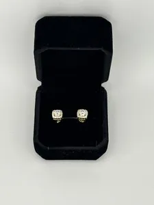 Authentic Celestial Geometry: Radiant Square Moissanite Gold-Plated Silver Earrings