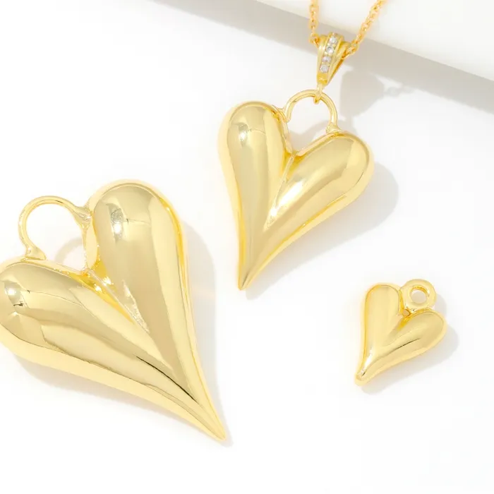 Authentic Heart of Golden Light: 18K Gold Plated Heart Charms for Empathic Protection