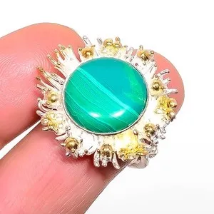 Authentic Mystic Malachite Whisper Ring – Handcrafted Two‑Tone Gold‑Silver Band