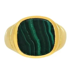 Authentic Celestial Malachite Eye: 18K Gold-Plated Ring of Protective Harmony