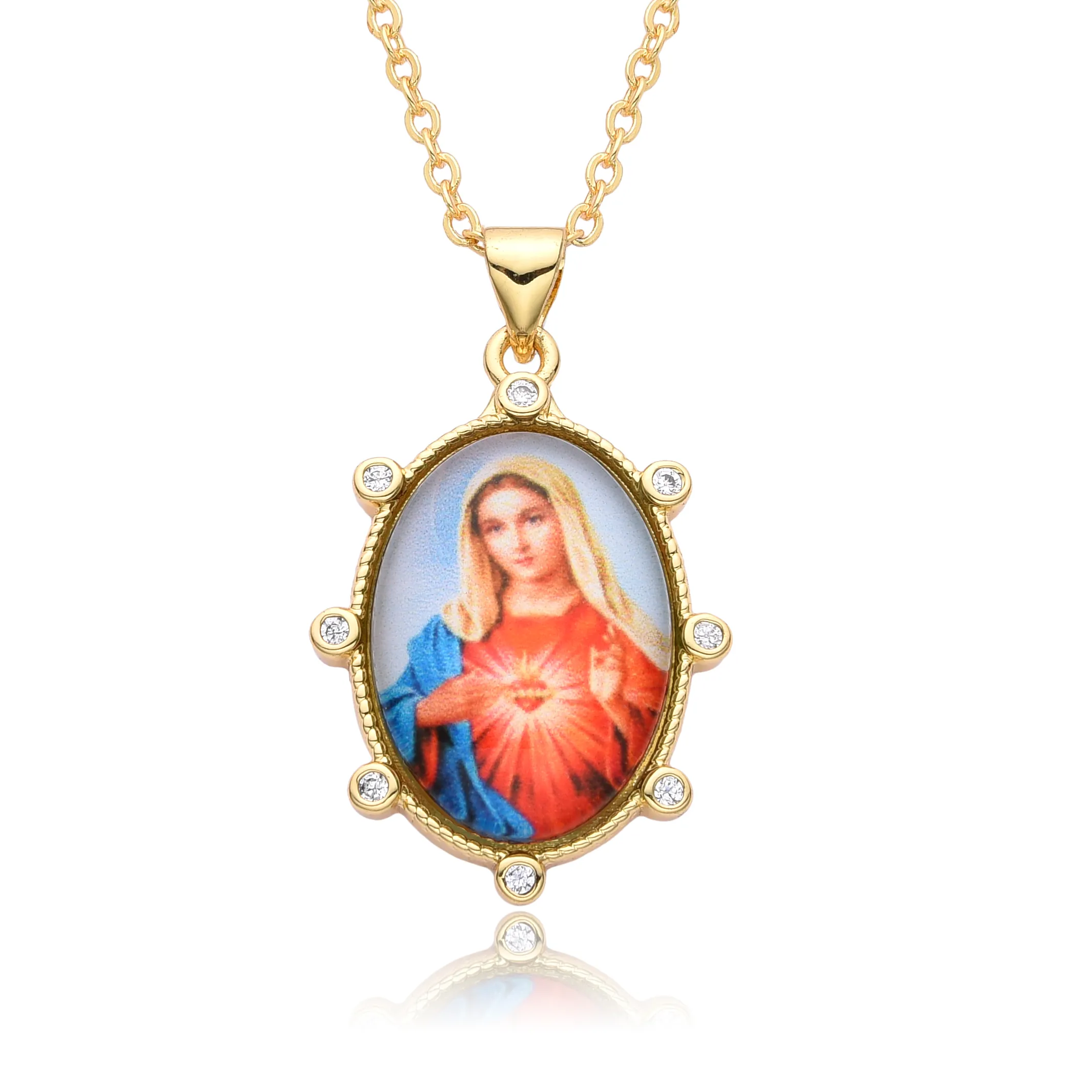 Authentic Sacred Embrace of the Divine: Gold Plated Virgin Mary Pendant