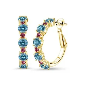 Authentic Celestial Radiance: The Tourmaline and Azure Diamond Hoop