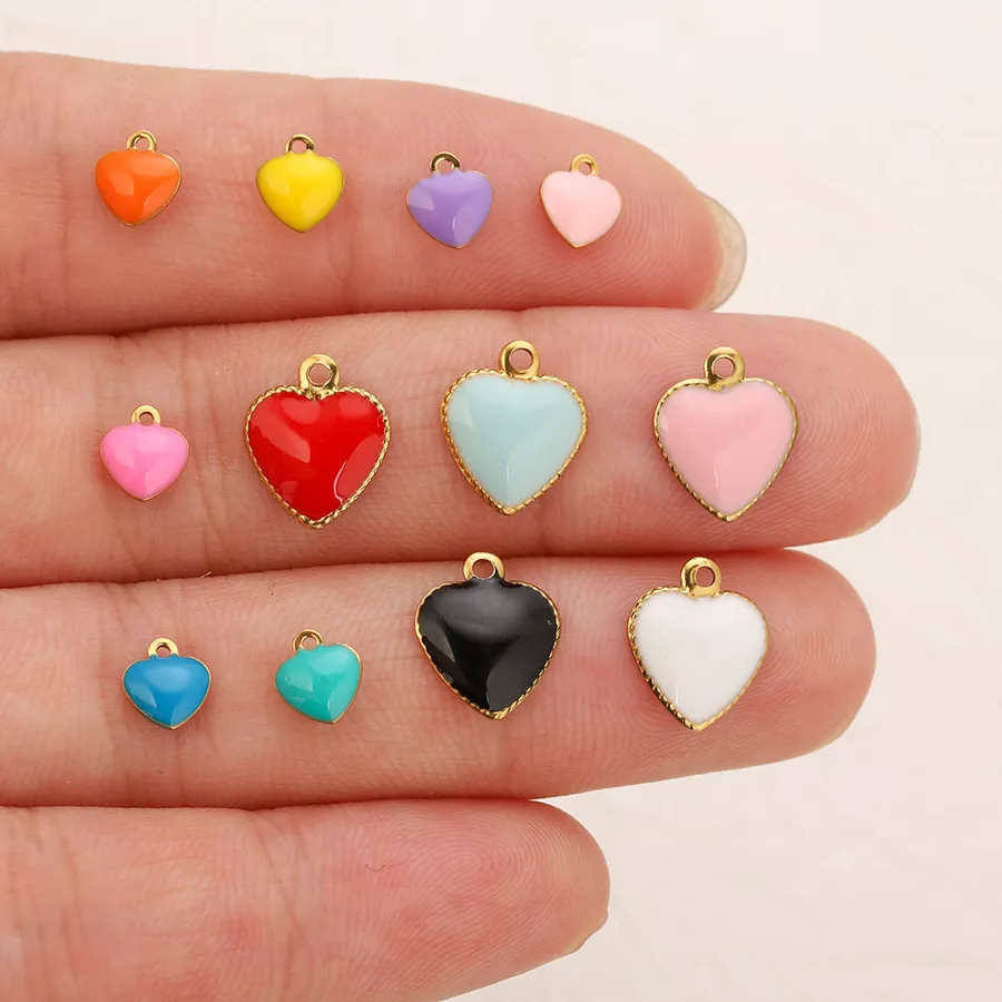 Authentic Vibrant Heart Enamel Gold-Plated Talismans for Sacred Creation