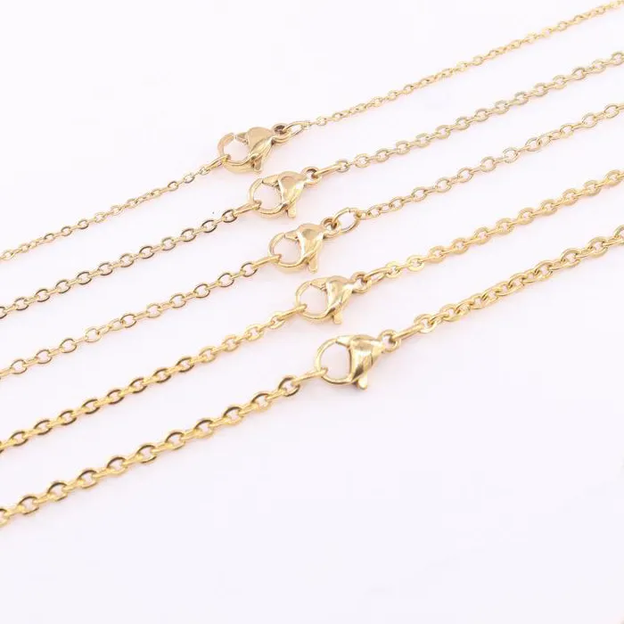 Authentic Golden color Hammered flat Cross chains Necklace Jewelry Man Male 1.2mm-2.4mm ZX427DG ZX121DG