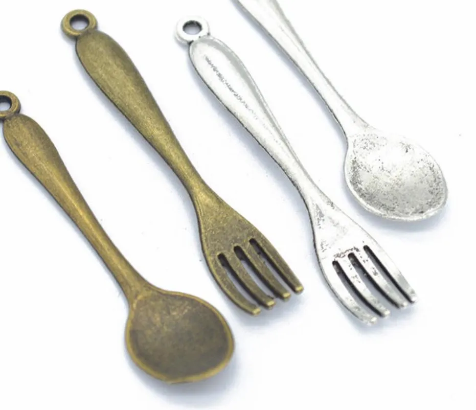 Authentic Alchemical Culinary Talismans: Set of 50 Tibetan Silver Fork and Spoon Charms
