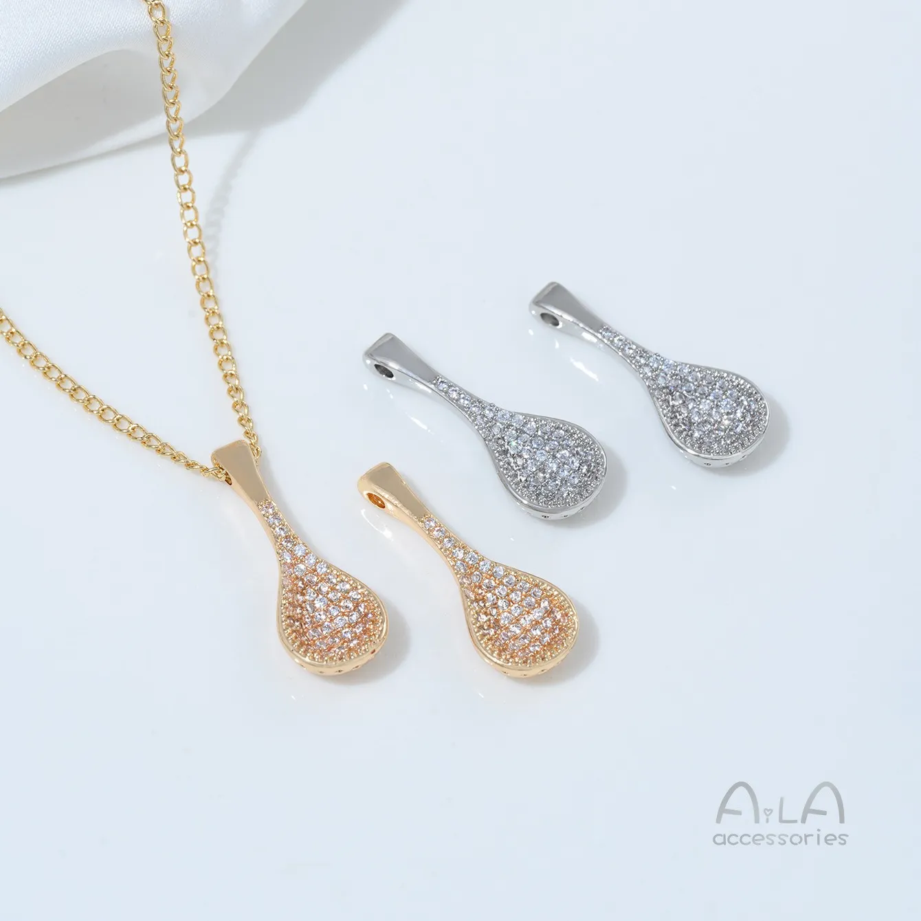 Authentic The Alchemist Drop: 14K Gold-Plated Zircon Spoon Pendant
