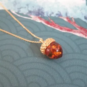 Authentic The Gilded Harvest: Cognac Amber Acorn Talisman
