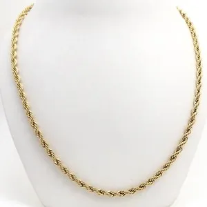 Authentic Eternal Harmony: 14k Gold Plated Rope Link Chain Necklace
