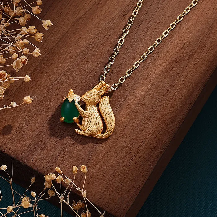 Authentic The Verdant Gatherer: Jade Squirrel and Acorn Golden Talisman