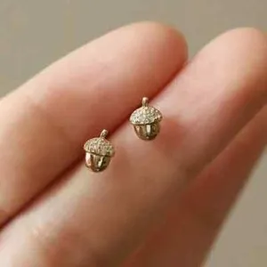 Authentic Golden Acorn Moissanite Studs of Natural Abundance