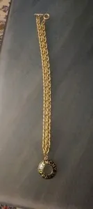 Authentic Vintage Givenchy Paris Enameled Round Logo Gold Plated Necklace