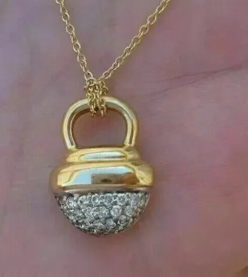 Authentic 1Ct Round Cut Lab Created Diamond Acorn Beautiful Pendant 14k Yellow Gold Plated